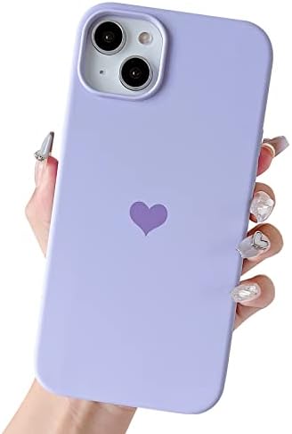 JMLTech para iPhone 14 Plus Caso fofo líquido Silicone Girls Heart com macio anti-rocha de microfibra de cobertura de telefone protetora