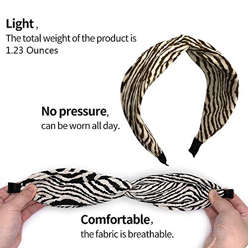 Homotom 2pcs Bandas de cabelo para mulheres, faixas de cabelo largas, faixas de cabelo de moda padrão de zebra, faixas de cabelo