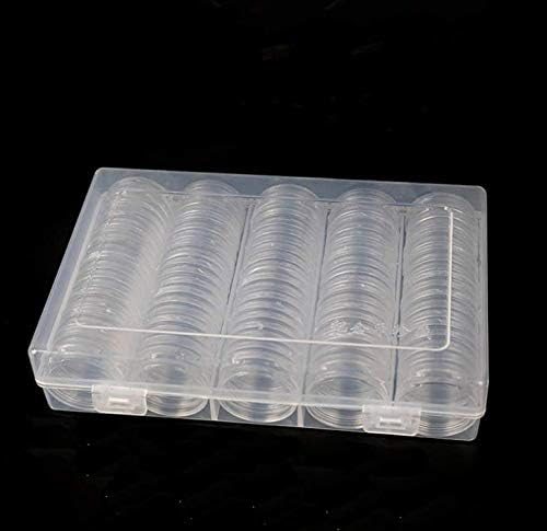Cápsulas de moedas de 30 mm de 30 mm com junta de espuma e caixa de armazenamento de plástico Caixa de organizador de