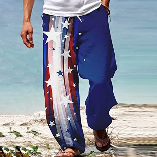 Menino de menino Bandeira Americana Calça Patriótica para Homens 4 de julho Hippie Harém