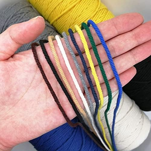 3mm 220 jardas Cordão macram, corda de corda de algodão de 200m de 200m, corda de macram de cor natural para kit de
