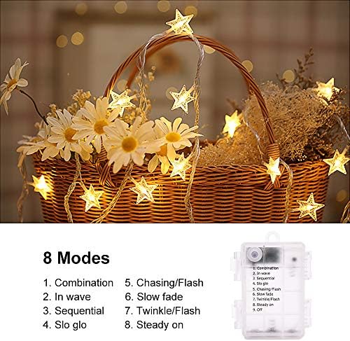 Luzes nitidsky star string, 30 LED STAR Fairy Light Battery Operated Lights com 8 modos para agradecer a doações, chrismas, casamento