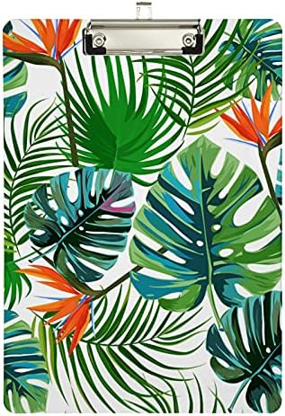 Palma tropical folhas plásticas clipboard 9 x12.5 CLIPLICS ACRYLIC PROFESSORES COM PLACA DE PARTIMAIS DE PARTIMAIS PESADE