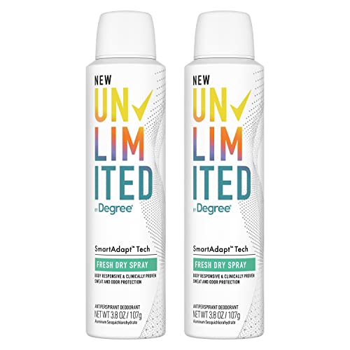 Grau ilimitado antiperspirante desodorante spray seco fresco 2 contagem de longa duração Proteção de suor e odor com