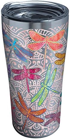 Tervis Triple Walled Dragonfly Mandala Isolle Tumbler Cup mantém bebidas frias e quentes, 20 onças, aço inoxidável