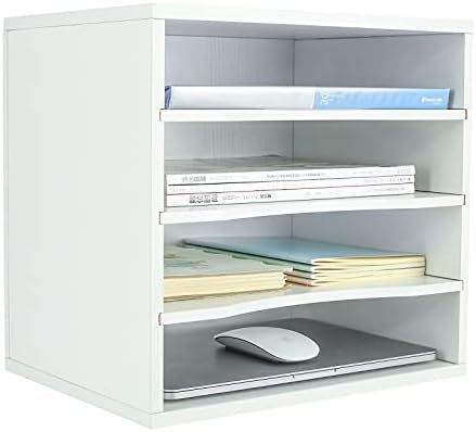 PAG Office Suppliesk Organizador de madeira Corde de email de arquivo com 3 placas de gavetas ajustáveis, branco