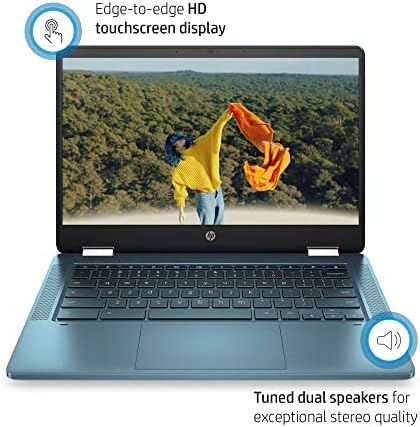HP X360 14 HD Touch Chromebook, Intel Celeron N4120, 4 GB de RAM, 64 GB EMMC, Intel UHD Graphics 600, floresta de teal, Chrome