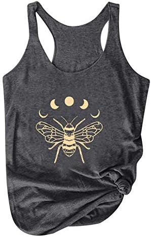 Tampas de tanque para mulheres de verão o tamanho da camiseta mais lunar de lua do sol no pescoço de pescoço com mangas