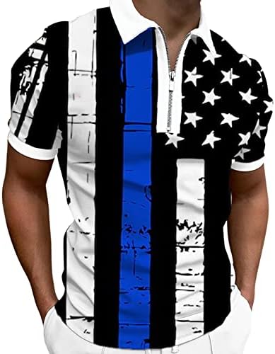 Camisetas de pólo da bandeira dos EUA masculinos, 4 de julho de camisetas de verão Casual 3D impressões de manga curta