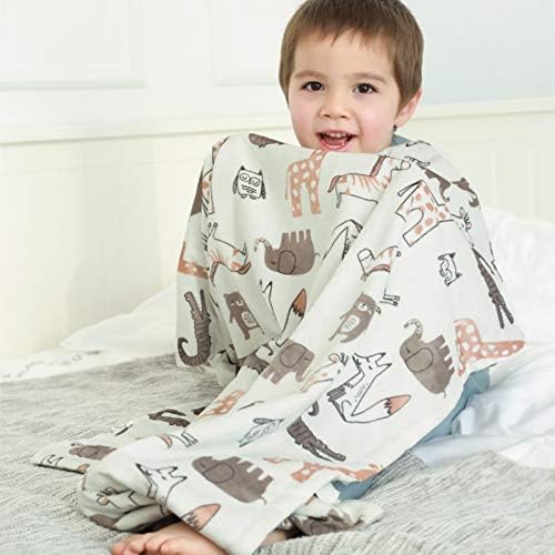 Boritar 2 pacote de bebê manta de bebê macio com backing pontilhado de dupla camada, animais adoráveis ​​impressos de