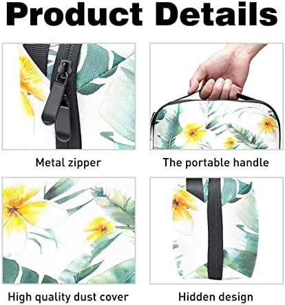Folhas tropicais Flores Bolsa de maquiagem para bolsa portátil de viagens portátil para saco de beleza de higiene pessoal
