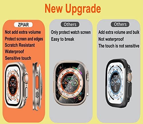 Pacote Zpiar 2 para Apple Watch Ultra 49mm Protetor de tela de vidro temperado com quadro de liga de titânio, cobertura de cobertura
