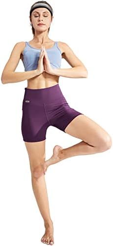 Mier Women's High Caist Yoga Pants de compressão Controle de barriga de shorts de moto de moto