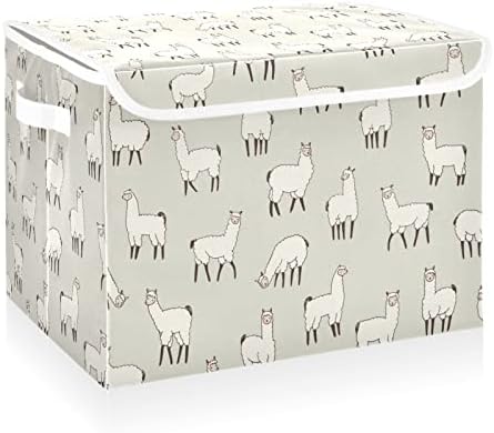 Cataku Llama Alpaca Bins com tampas e alças, tecido de cesta de cubos de contêiner de armazenamento grande com caixas de armazenamento