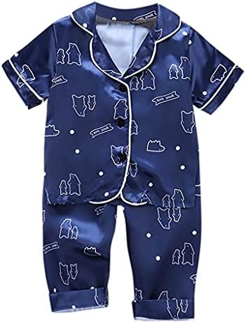 Roupas bebê criança menino roupas de dormir roupas de bebê tampos+calça desenho animado pijamas manga curta do Dia de