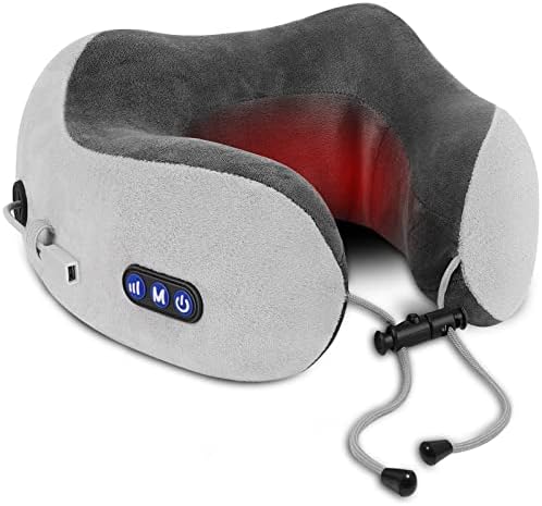 Xswqdlq travesseiro de pescoço/massageador de pescoço elétrico com aquecimento, travesseiro de espuma de memória para alívio