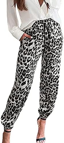 Calça de vestido para mulheres negócios casual e calças de leopardo calças impressas calças cortadas de bota para mulheres