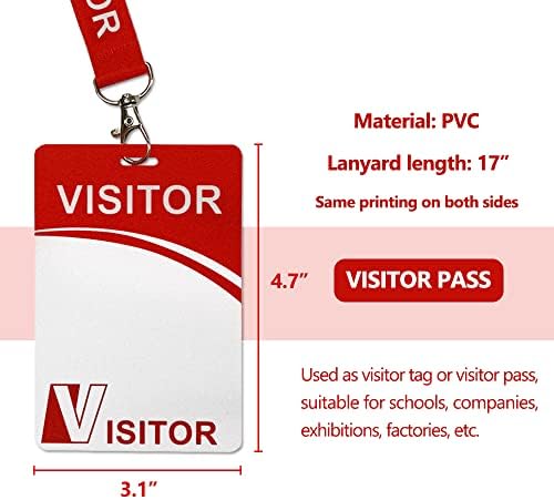 Cartão de distintivo de identificação do visitante com cornyd clipe - passe temporário reutilizável, etiqueta de nome de plástico para