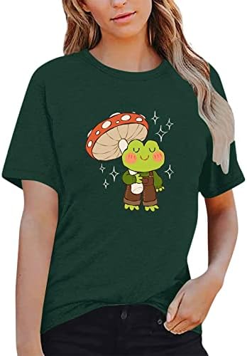 Spandex Manga longa Camisa fofa de camisa de cogumelo de cogumelo de cogumelo de manga curta Tops de camiseta casual camiseta Tops