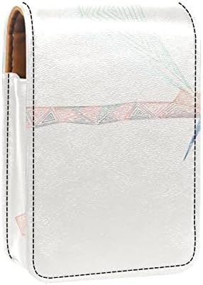 Caixa de batom oryuekan com espelho bolsa de maquiagem portátil fofa bolsa cosmética, dragonfly de padrão geométrico artístico