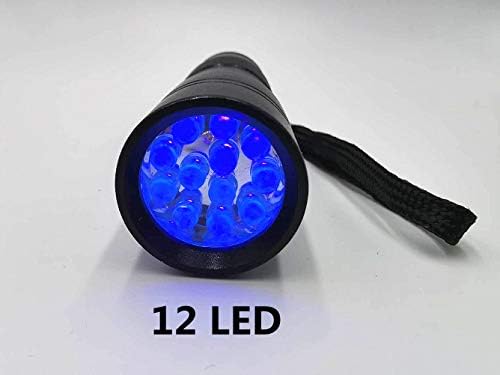 Wollcocer Black Light UV lanterna 12 LED 395nm para tocha de luz azul ultravioleta para escorpiões cã
