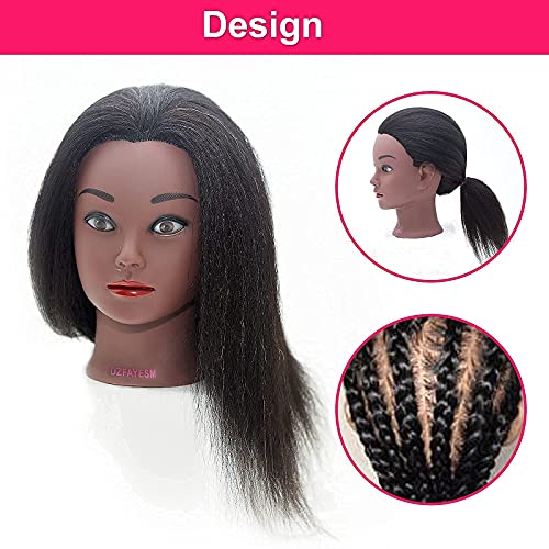 DZFAYESM Cabeça de cabelo de cabelo real com cabelos Makeup Makeup Makeup Makeup Mannequin Head Head Display Stand Practice