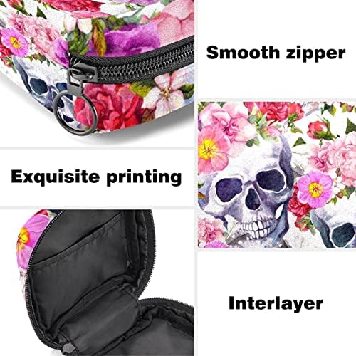 Bolsa de produtos femininos para garotas para garotas para manchas Bolsa e tampões com zíper, flores coloridas e padrão