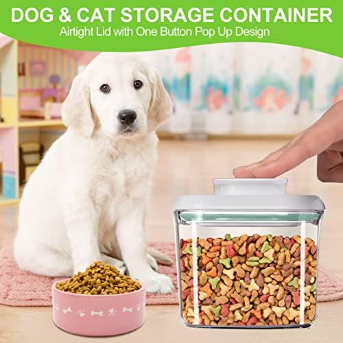 Recipiente de armazenamento de alimentos para cães JWORRA, 4 Pack Pet Food Storage Recectadores com tampa para recipiente organizador