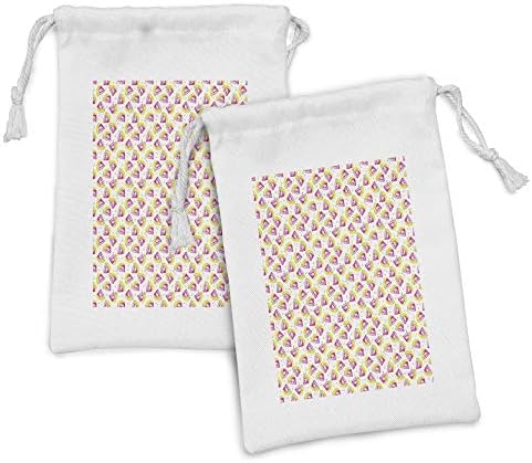 Conjunto de bolsas de tecido de aquarela de Ambesonne de 2, padrão suculento de frutas de fatias de verão, design de