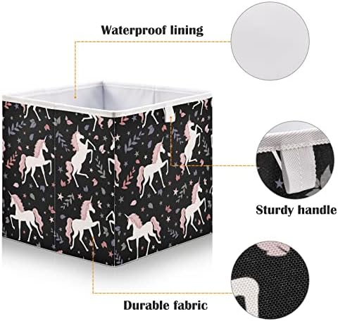 Cataku fofo unicórnio mágico caixas de armazenamento de 11 polegadas Cestas de armazenamento de tecido para prateleiras