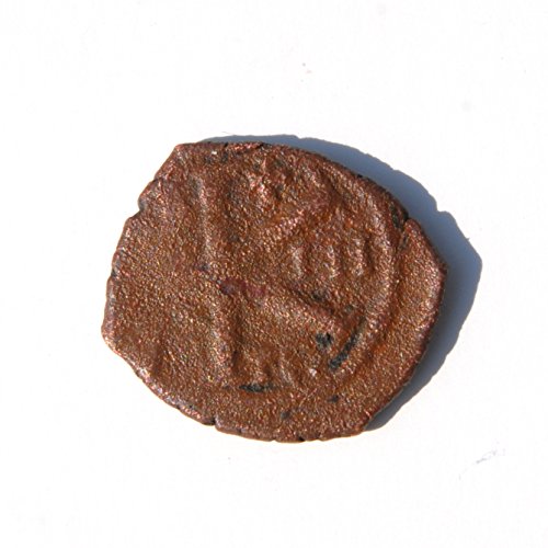 Tr bizantino Maurice Tiberius. 582-602 AD. Meio folga. Tessalonica Mint. Atingido em 583 a 584 dC. Moedas bons detectados