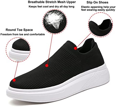 Zyen Men's Slip on Mocomers Blindable Stretch Mesh Sapatos de caminhada tênis de moda de deslizamento leve resistente
