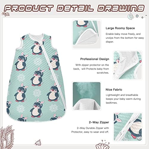 vvfelixl neutro fofo pinguins bunny saco de dormir saco de dormir shamrocks saco de dormir de bebê, cobertor de bebê vestível,