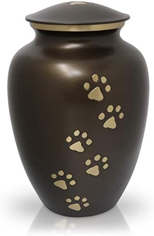Royal Matter Paw Print Cremation Urns for Dogs and Cats Ashes - Memorial lembrança para simpatia Urna clássica de latão para as cinzas