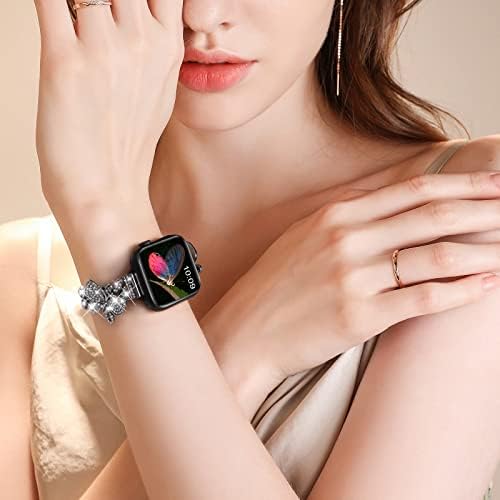 V.R.Hope Compatível com Bling Apple Watch Band 38mm 40mm 41mm para mulheres, jóias de jóias tira de reposição de metal de