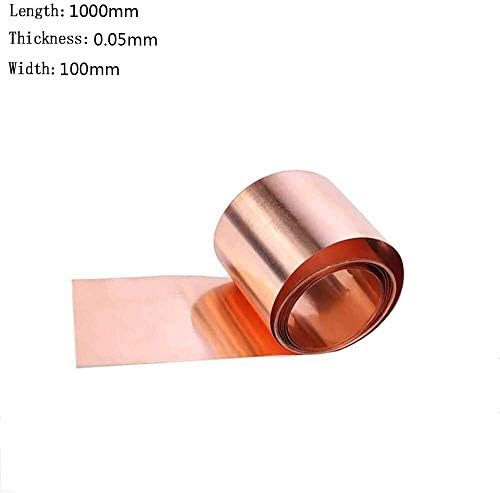 Folha de cobre Nianxinn 99,9% Folha de metal de cobre pura Cu Folha de metal 0,05x100x1000mm para artesanato aeroespacial, 0,05mm100mm1m