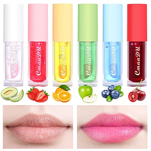 6 PCs Batom de broca de cor frutado, rosa, Magic Mood Mood Lip Oil Colorido, Alteração de cor clara de alta temperatura