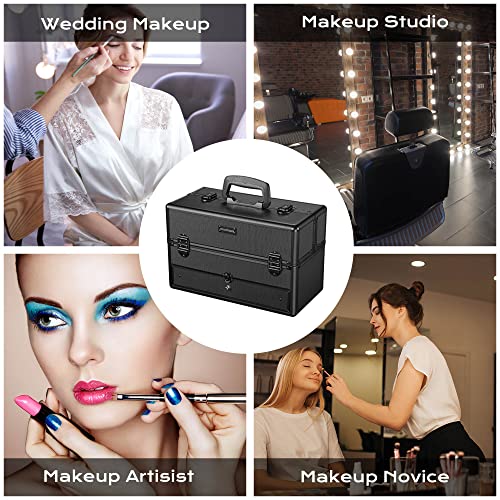 Byotique Makeup Trem Case Profissional Alumínio Lockable ABS Organizador de viagens Tattoo de unhas Artista e estilista