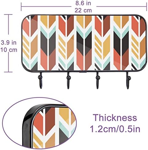 Casaco de parede de Vioqxi, com 4 ganchos, ganchos coloridos padrão de seta adesiva para pendurar roupas de casaco, chaves, toalhas,