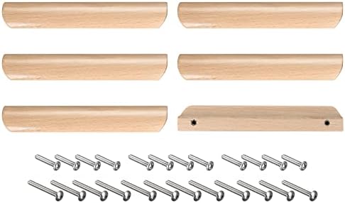Uxcell Wood Pull Pullings, 8,5 6pcs gaveta de madeira botões inacabados puxados para mobiliário de cozinha armário de guarda -roupa