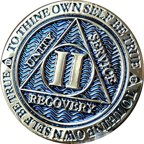 RecoveryChip 2 anos AA Medallion empoeirado Blue Color Gold Plated Chip II