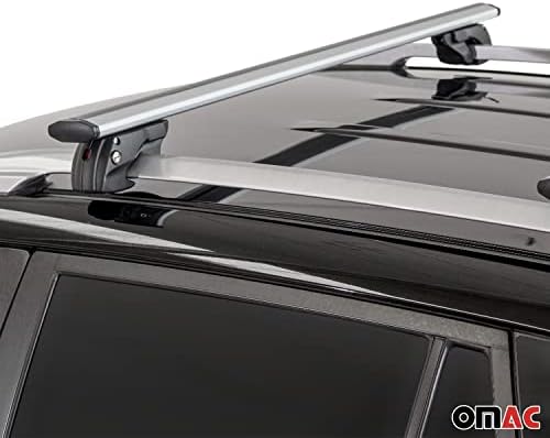 Barra cruzada de rack de telhado omac conjunto para Mercedes GL 2012-2023 Silver/Carroff Rail Raw Rack Barras cruzadas 198 libras