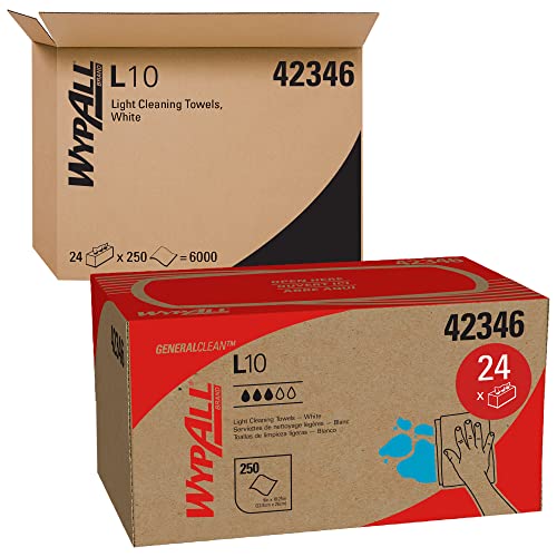 Toalhas descartáveis ​​do Wypall L10, uso limitado / leve, 1 camada, caixa pop-up, branco, 250 lenços
