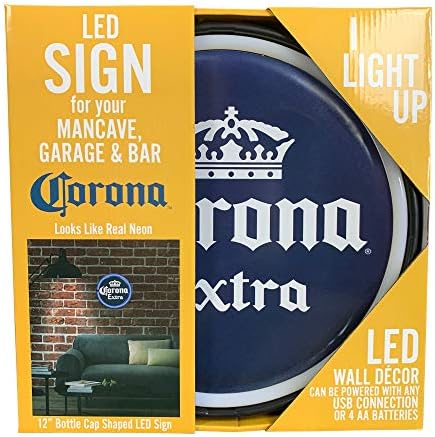 CORONA Extra Blue LED NEON Light Rope Sign, tampa de garrafa de 12 em forma de garrafa, oficialmente licenciada, plug-in ou bateria,