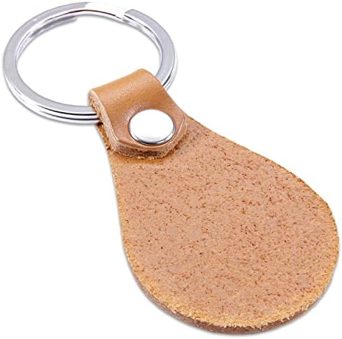 Kit FOB da chave de couro - London Bronze Leather - rebite - anel de chave plana -