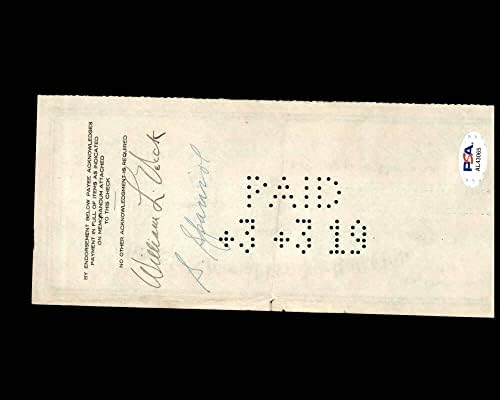 William Veeck PSA DNA assinado x2 Chicago Cubs Verifique 3-3-1919 Autograph