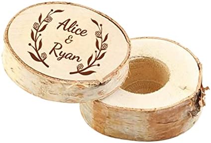 Caixa personalizada do portador de anel de madeira para a cerimônia de casamento personalizada Caixa de casamento