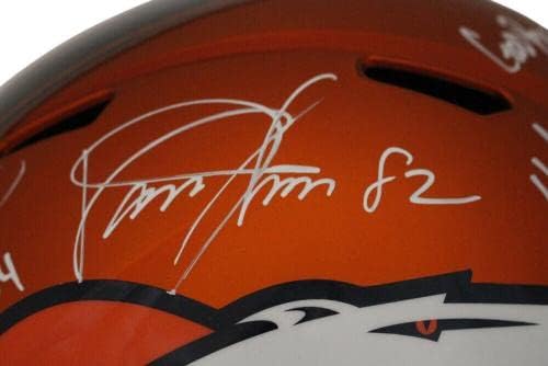 Três Amigos autografados/assinados Denver Broncos F/S Blaze Helmet JSA 34408 - Capacetes NFL autografados