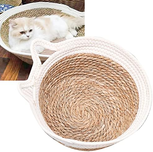 Cama de gato tecida Naroote, ninho de gato de mão simples e respirável para cães