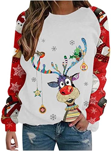 Mulheres feias de moletom de Natal de Natal Blockr RENEGRA CREWNECK Pullover de férias Tops Blusa da camiseta gráfica vintage